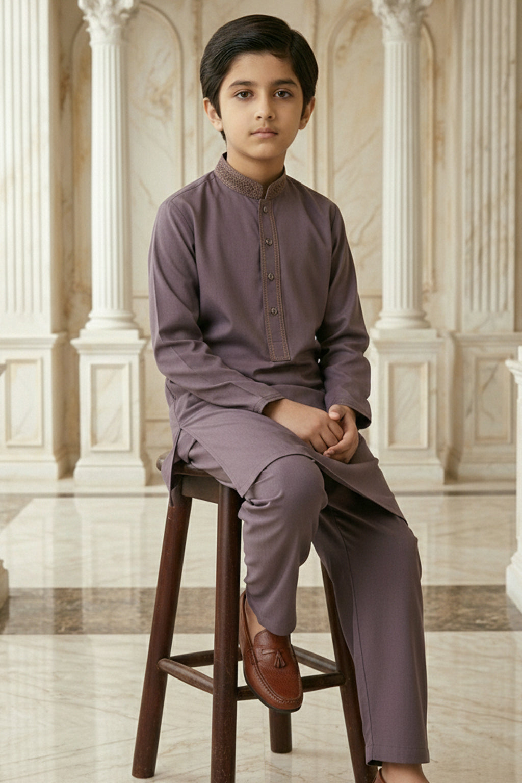 Maroon Emb Kids K-S | KDS-39