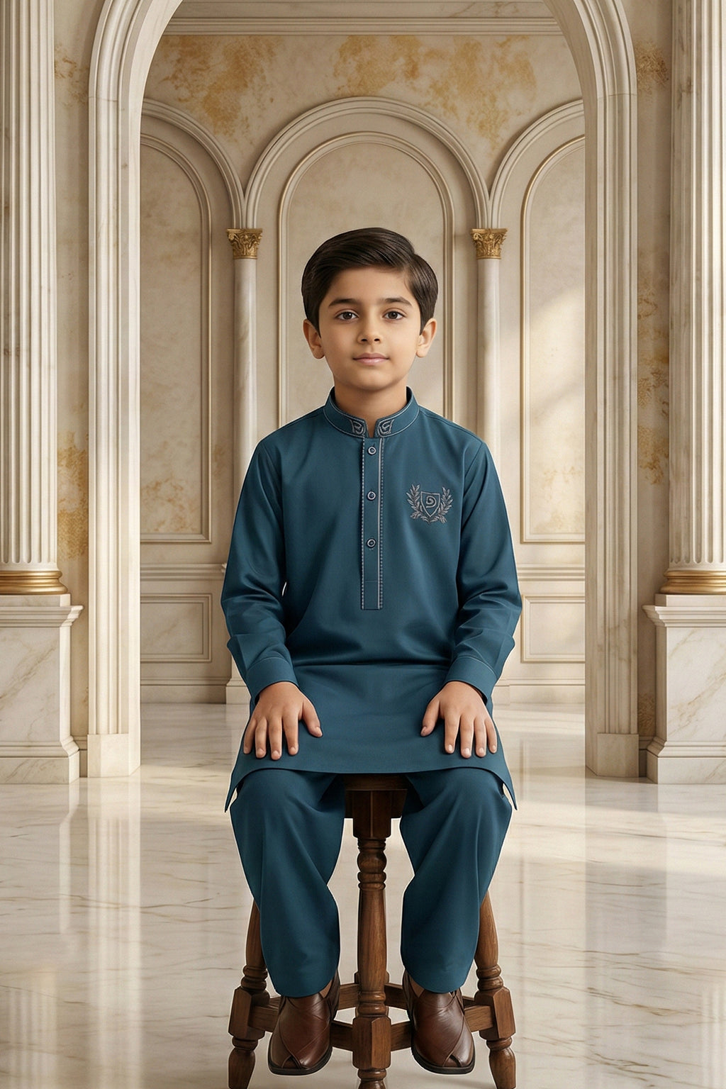 Greyish Blue Emb Kids | KDS-40