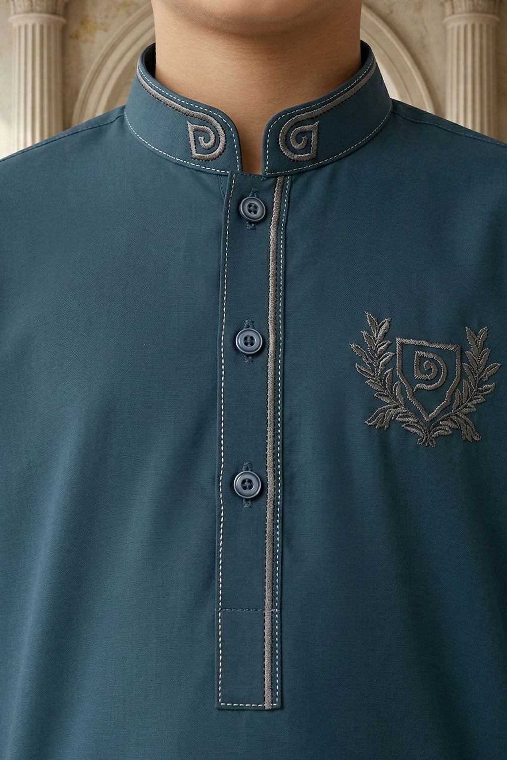 Greyish Blue Emb Kids | KDS-40