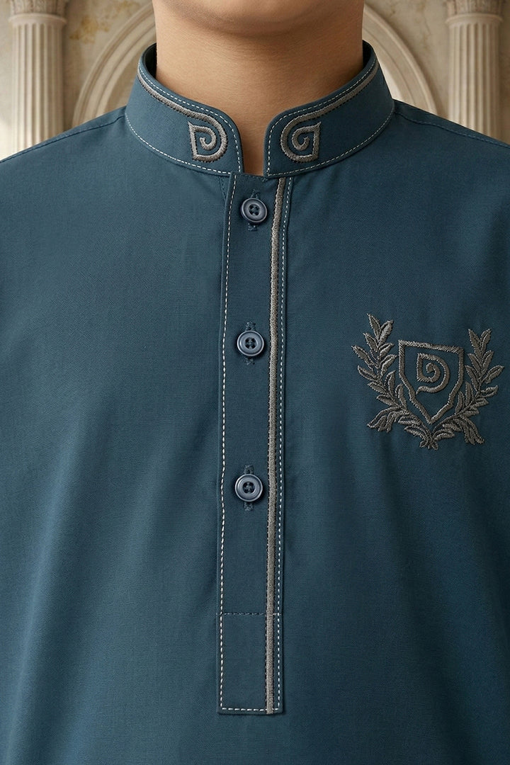 Greyish Blue Emb Kids | KDS-40