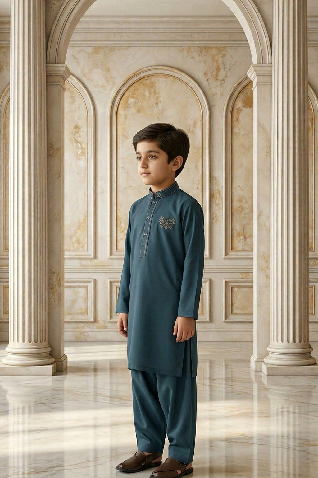 Greyish Blue Emb Kids | KDS-40