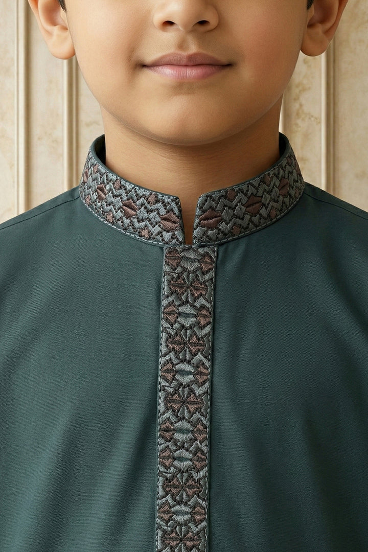 Bottle Green Emb Kids K-S | KDS-47