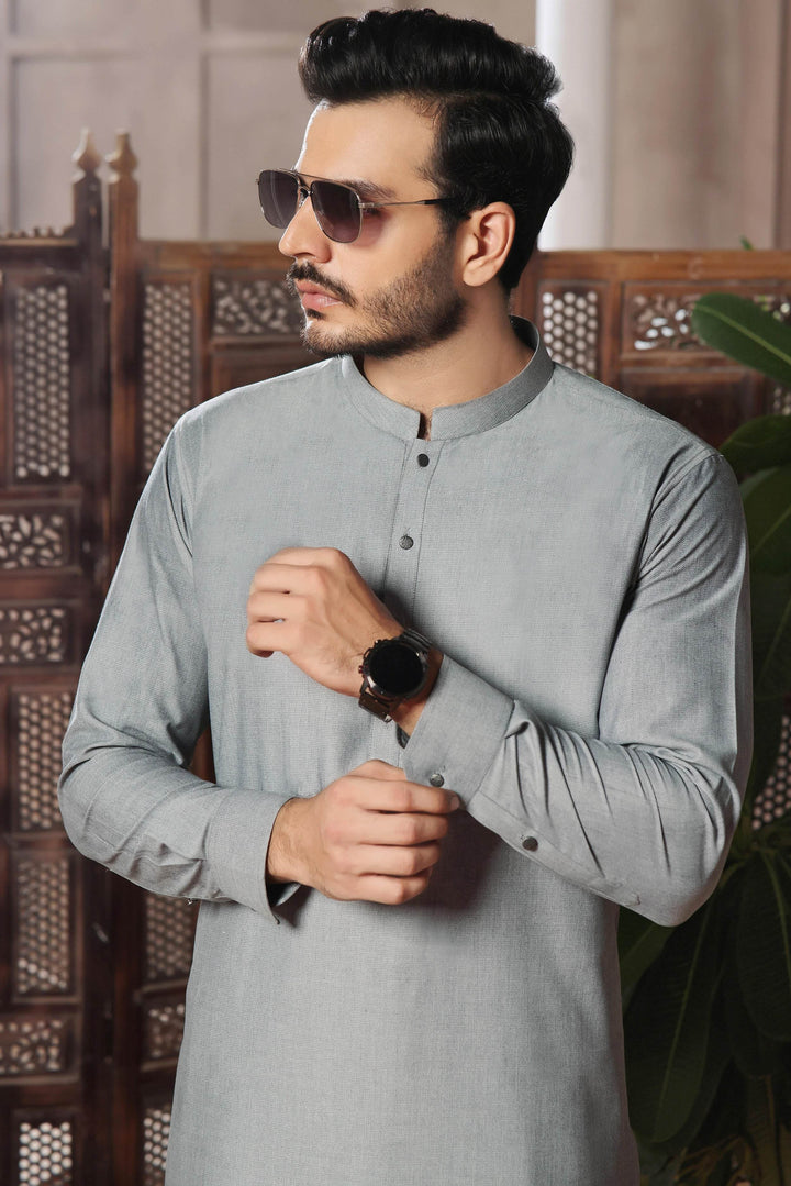 Nayab Malaysia Grey Kurta Pajama | ADKP-014 - Al-Deebaj
