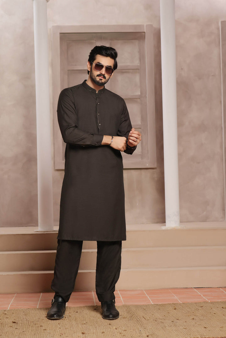 Dark Brown Self Kurta Pajama | ADKP-019 - Al-Deebaj