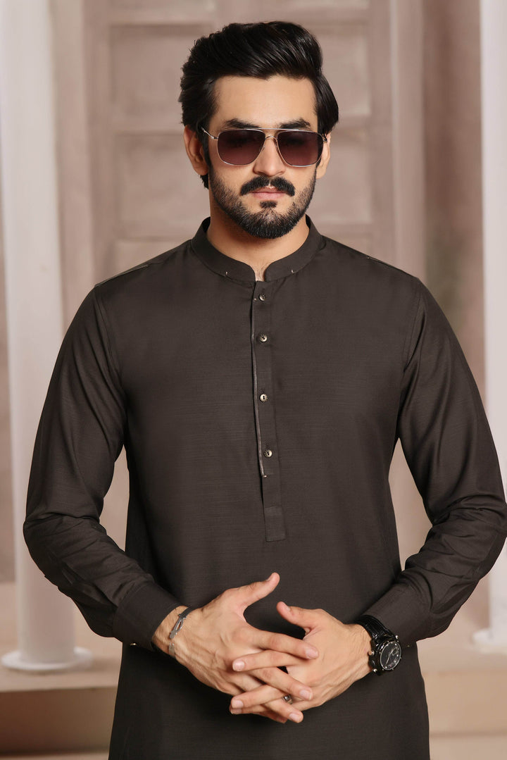 Dark Brown Self Kurta Pajama | ADKP-019 - Al-Deebaj