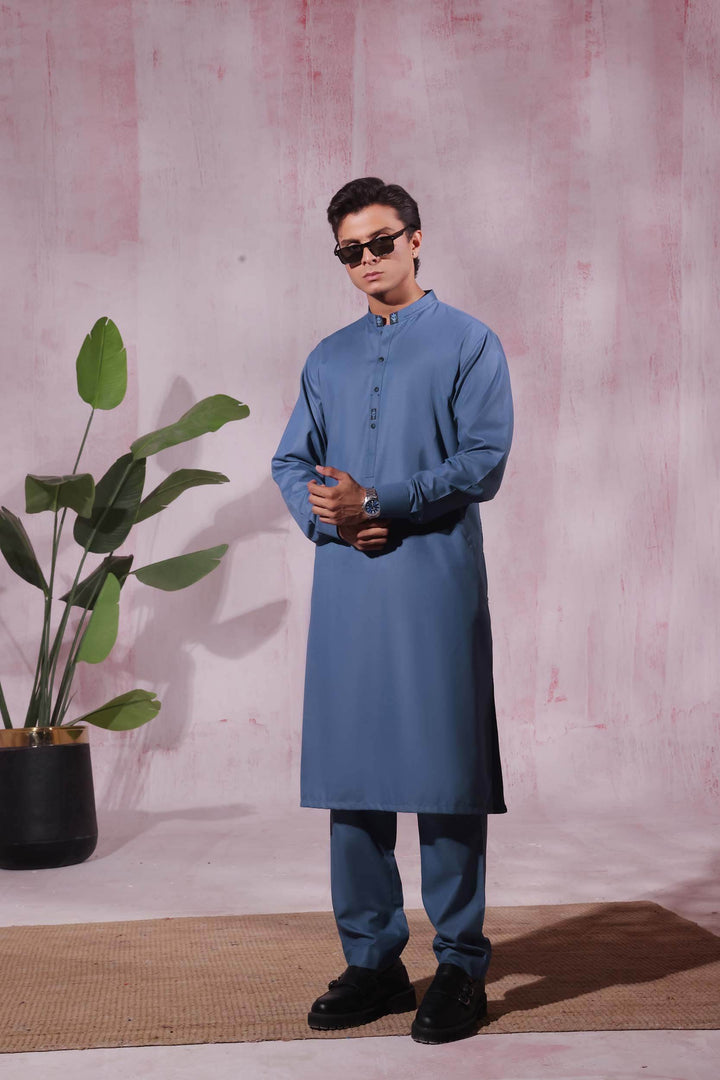 Denim Blue Kurta Pajama | KP-026 - Al-Deebaj