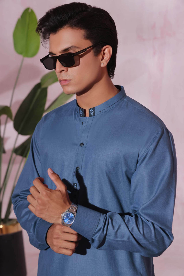 Denim Blue Kurta Pajama | KP-026 - Al-Deebaj