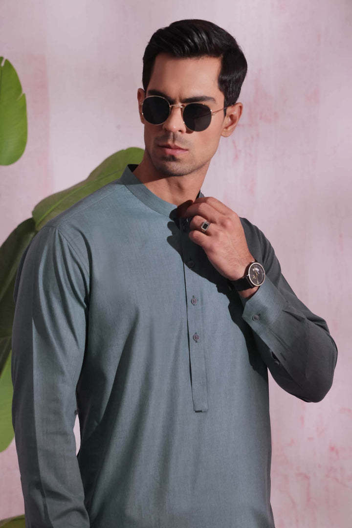 Sky Grey Kurta Pajama | KP-028 - Al-Deebaj