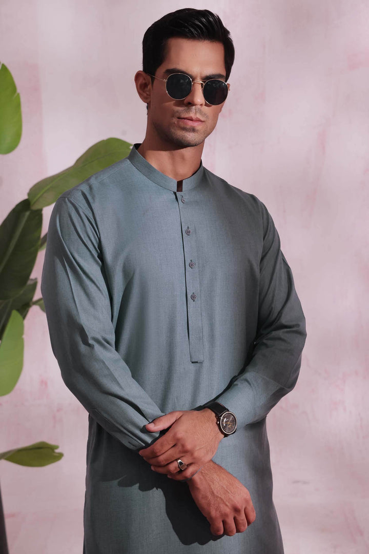 Sky Grey Kurta Pajama | KP-028 - Al-Deebaj