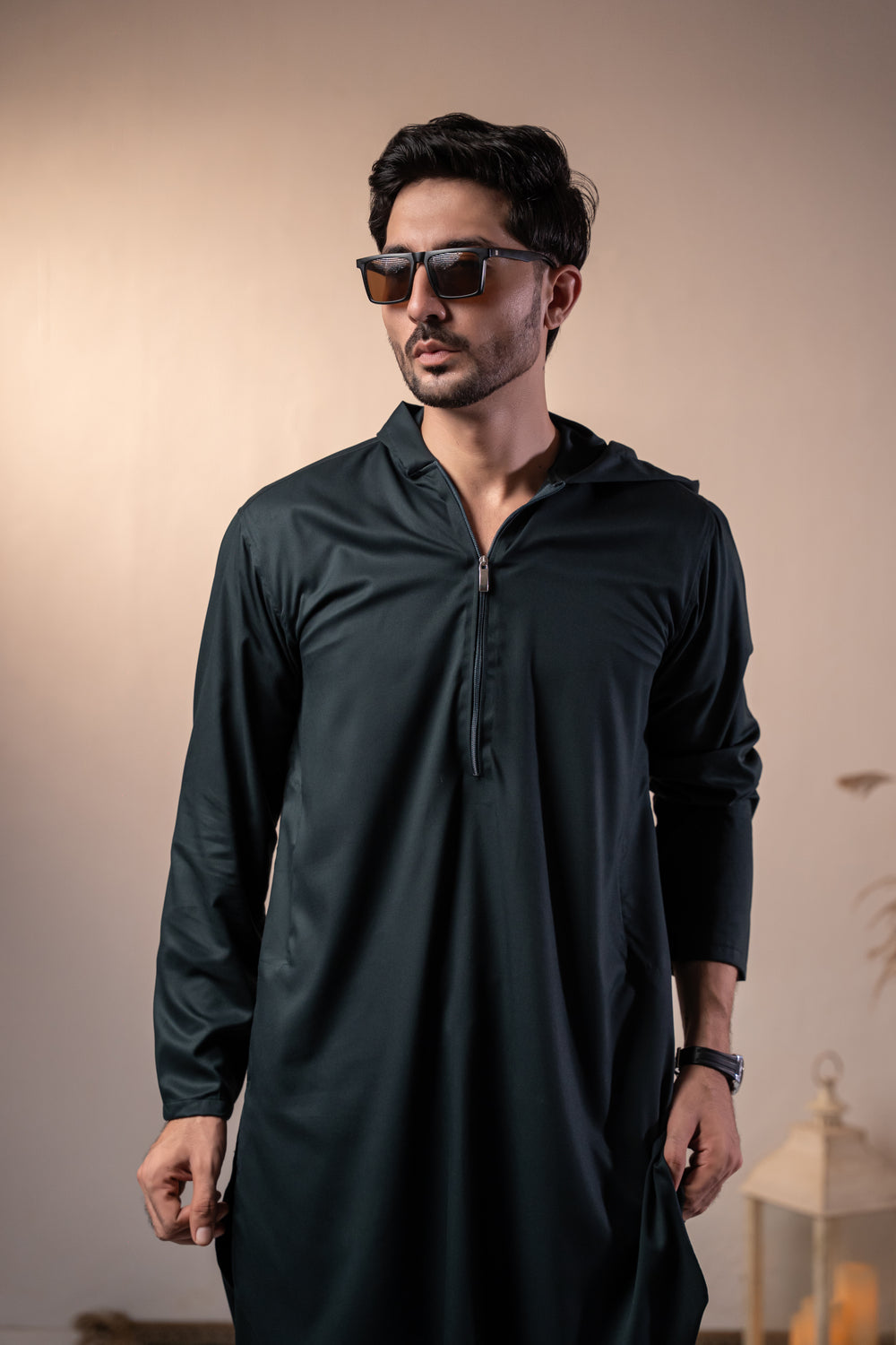 Green Hoodie Kurta Pajama | KP-46