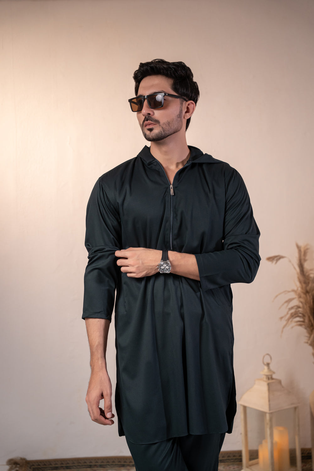 Green Hoodie Kurta Pajama | KP-46