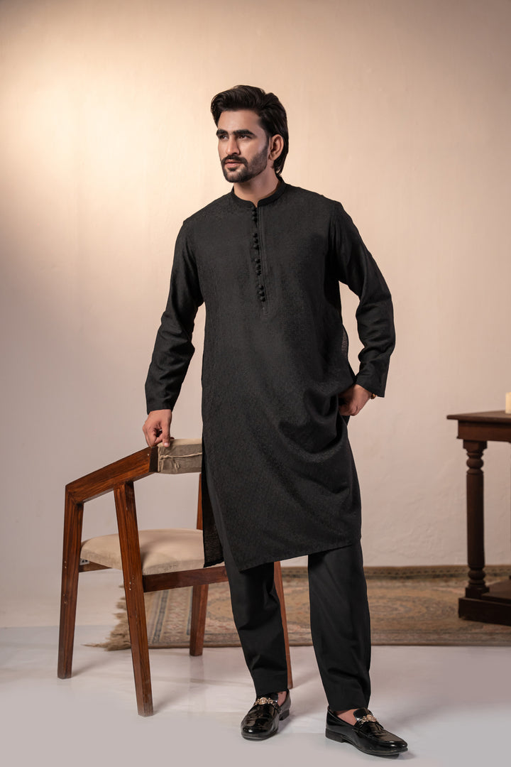 Formal Black Kurta Pajama | KP-47