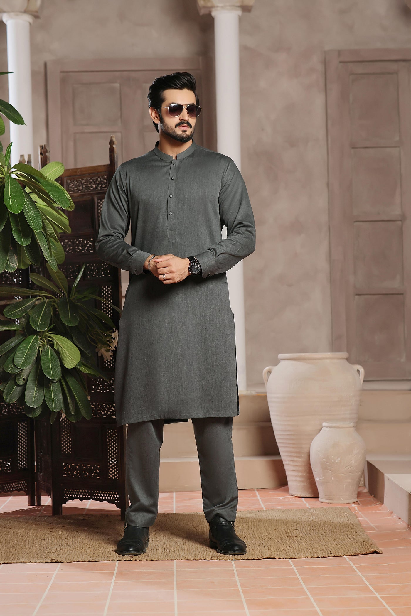 Nayab Dark Grey Kurta Pajama | ADKP-015