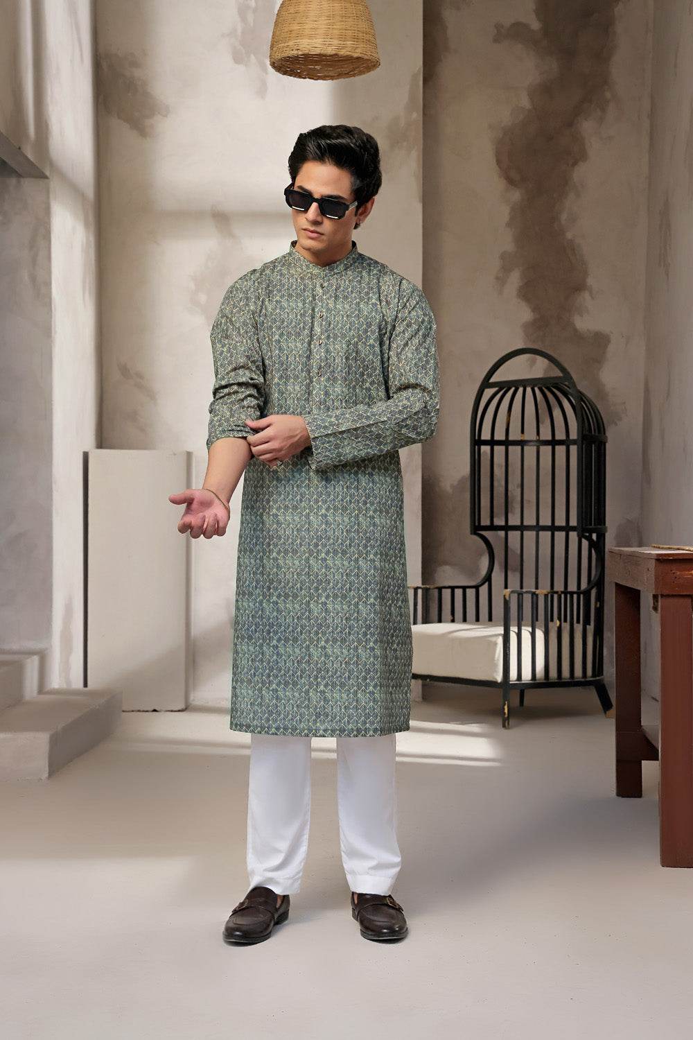 Sage Grey Kurta | ADKR-026 - Al-Deebaj
