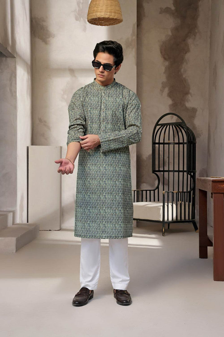 Sage Grey Kurta | ADKR-026 - Al-Deebaj