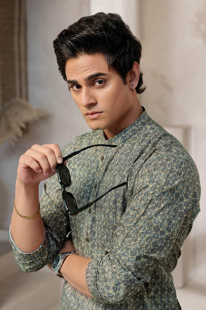Sage Grey Kurta | ADKR-026 - Al-Deebaj