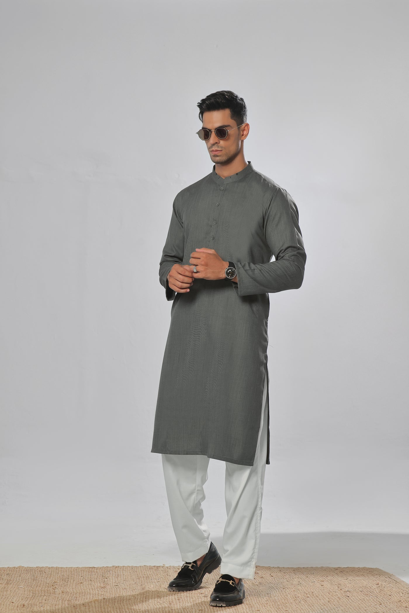 Green Self Kurta | ADKR-021