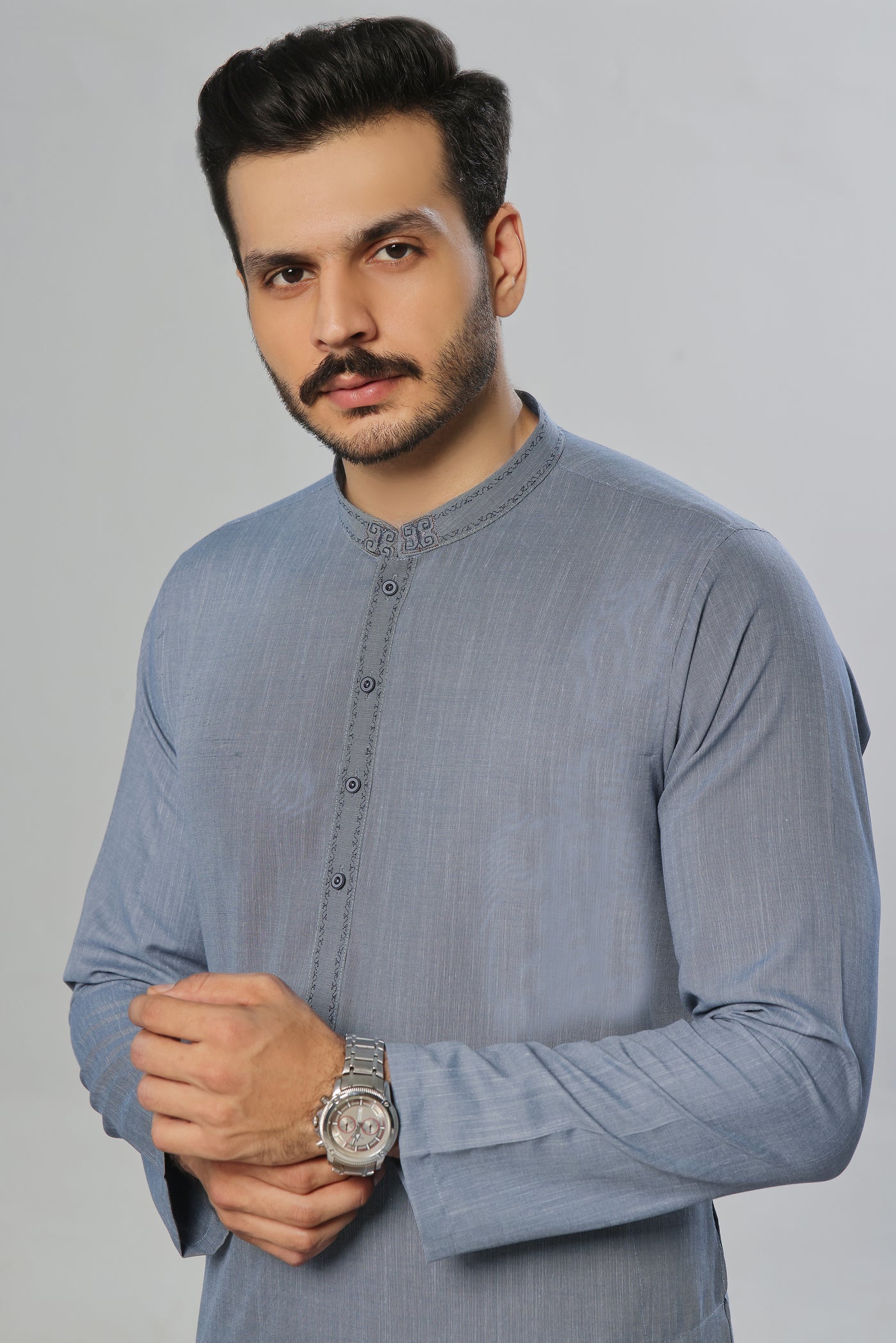 Light Grey Self Kurta | ADKR-022