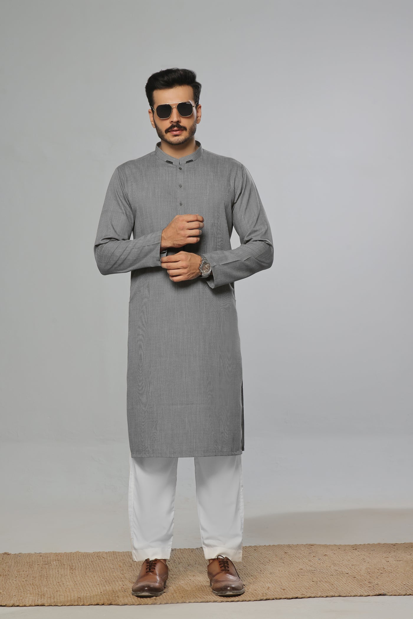 Storm Grey Self Kurta | ADKR-023