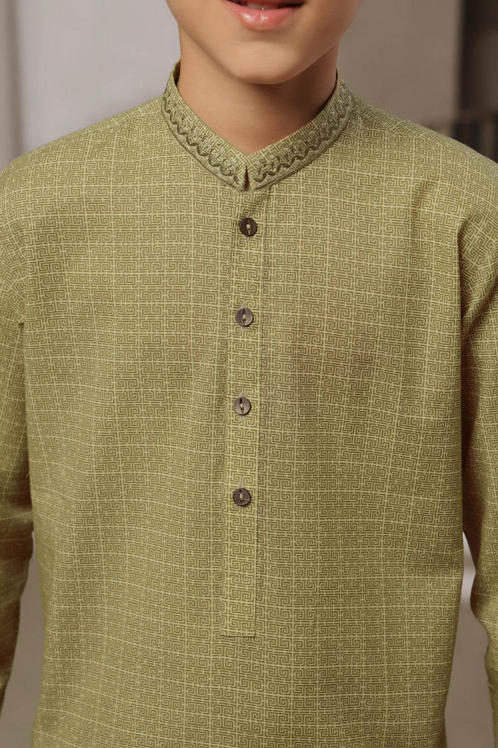 Khaaki Printed Kids Kurta | KRS-18 - Al-Deebaj