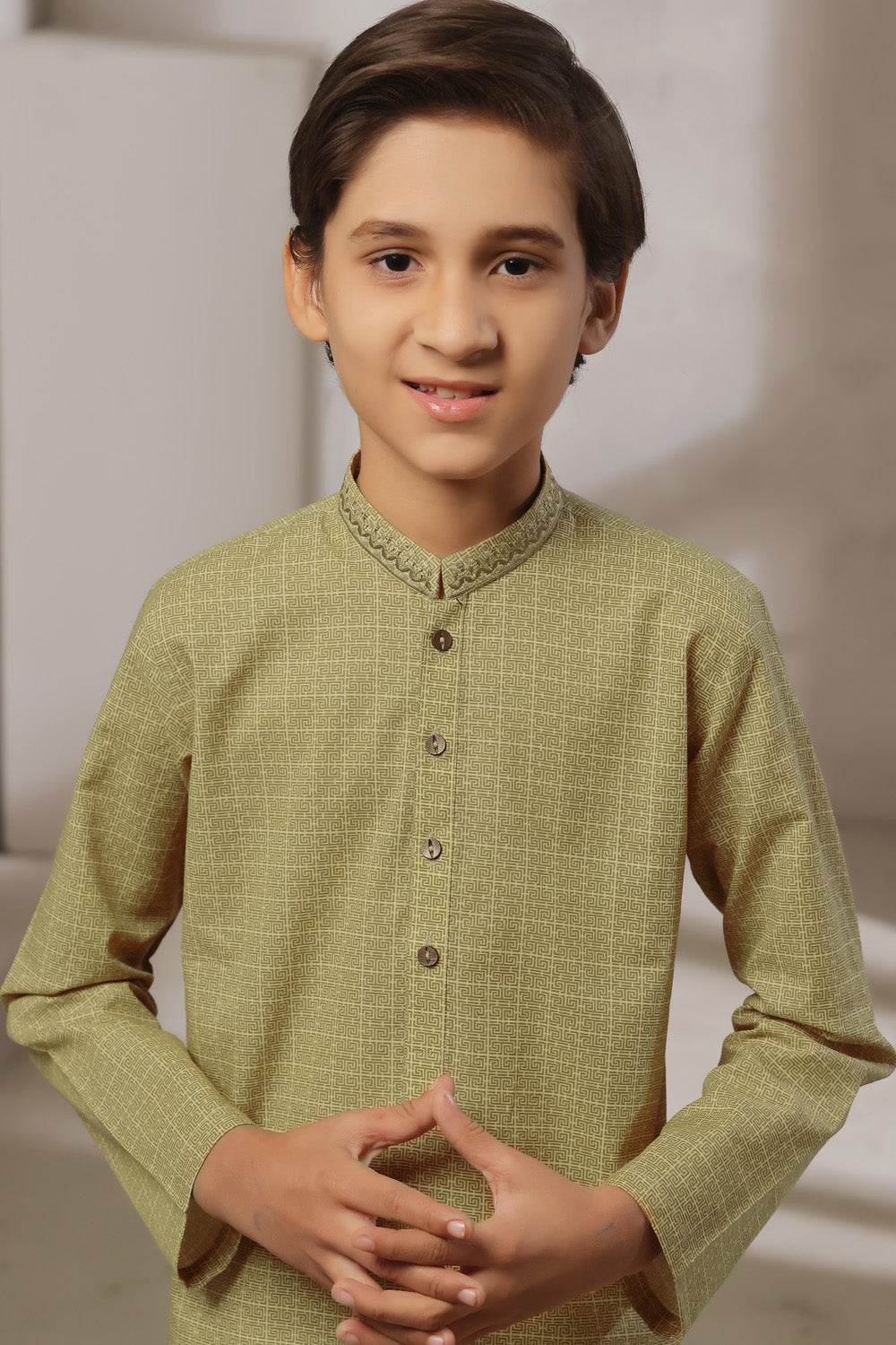 Khaaki Printed Kids Kurta | KRS-18 - Al-Deebaj