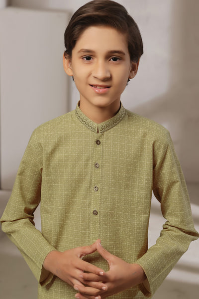 Khaaki Printed Kids Kurta | KRS-18