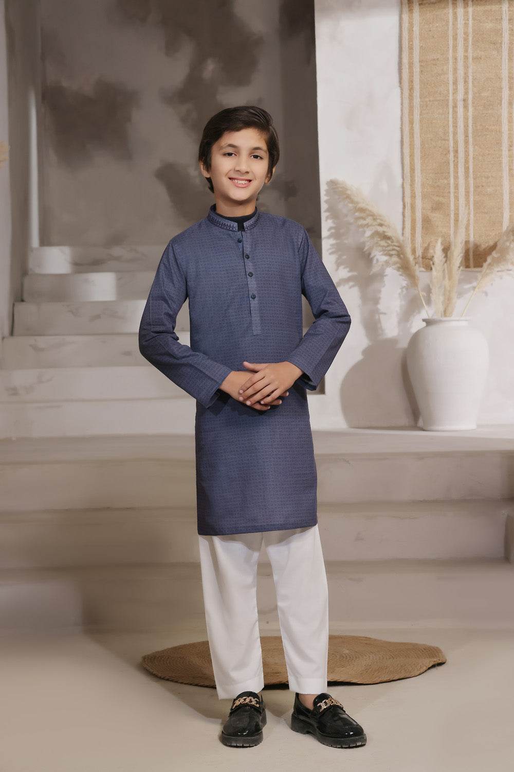 Blue Printed Kids Kurta | KRS-019 - Al-Deebaj