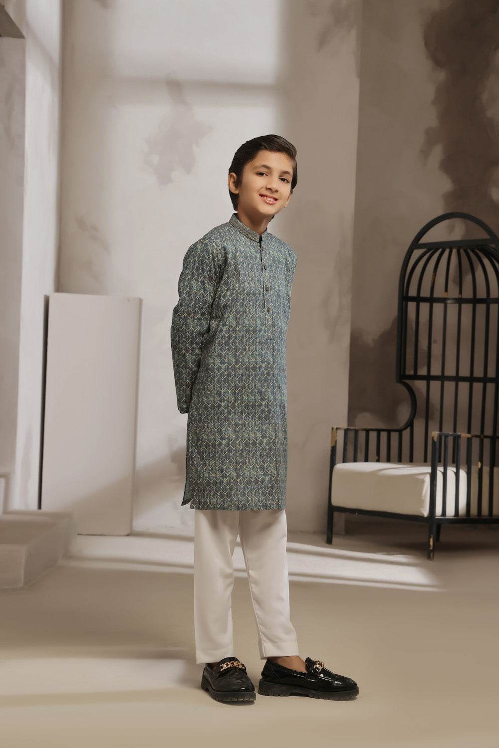 Sage Grey Kids Kurta | KRS-020 - Al-Deebaj