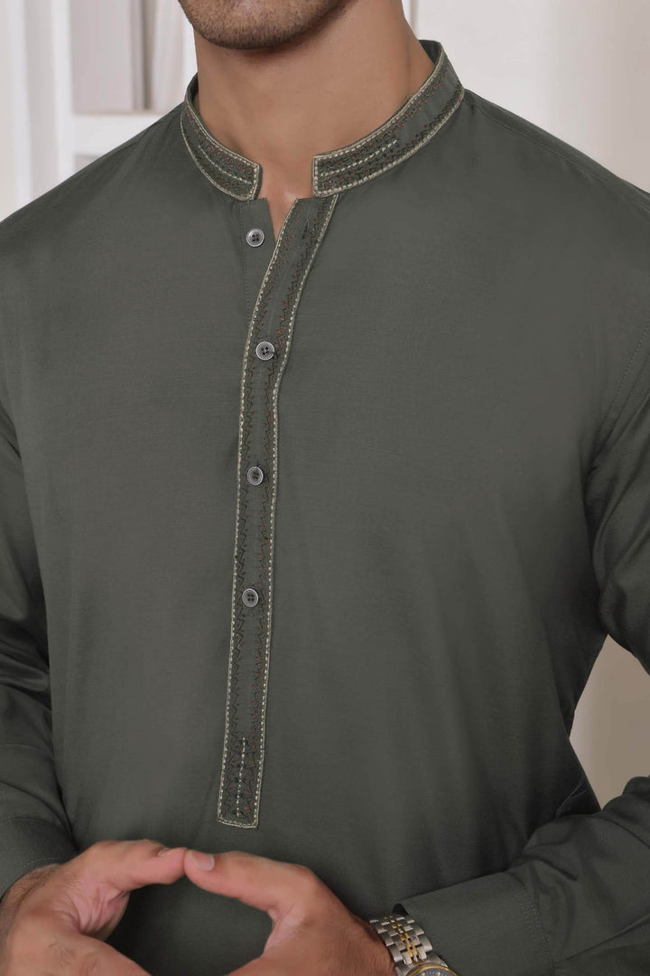 Grey Embroidery K-S | KS-162 - Al-Deebaj