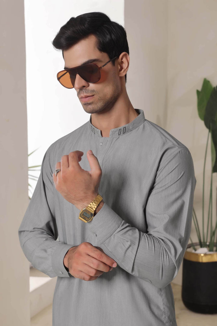 Light Grey Emb K-S | KS-164 - Al-Deebaj