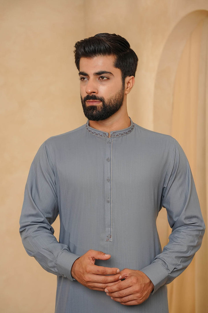 Grey Design Kurta Shalwar | KS-176 - Al-Deebaj
