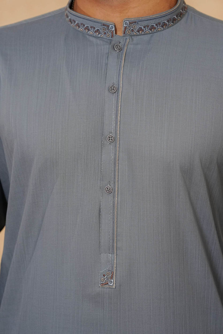 Grey Design Kurta Shalwar | KS-176 - Al-Deebaj