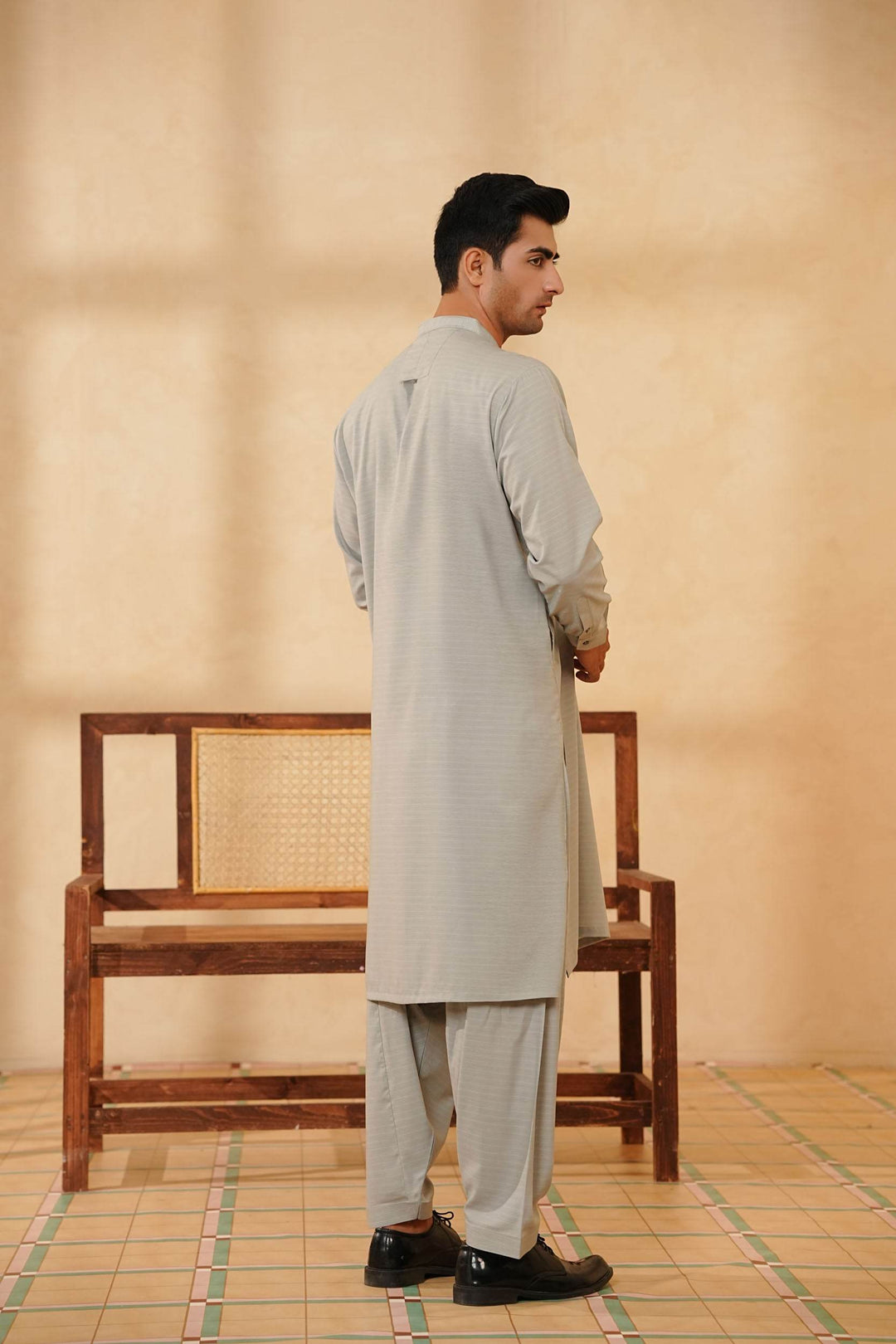 Light Grey Self Kurta Shalwar | KS-177 - Al-Deebaj