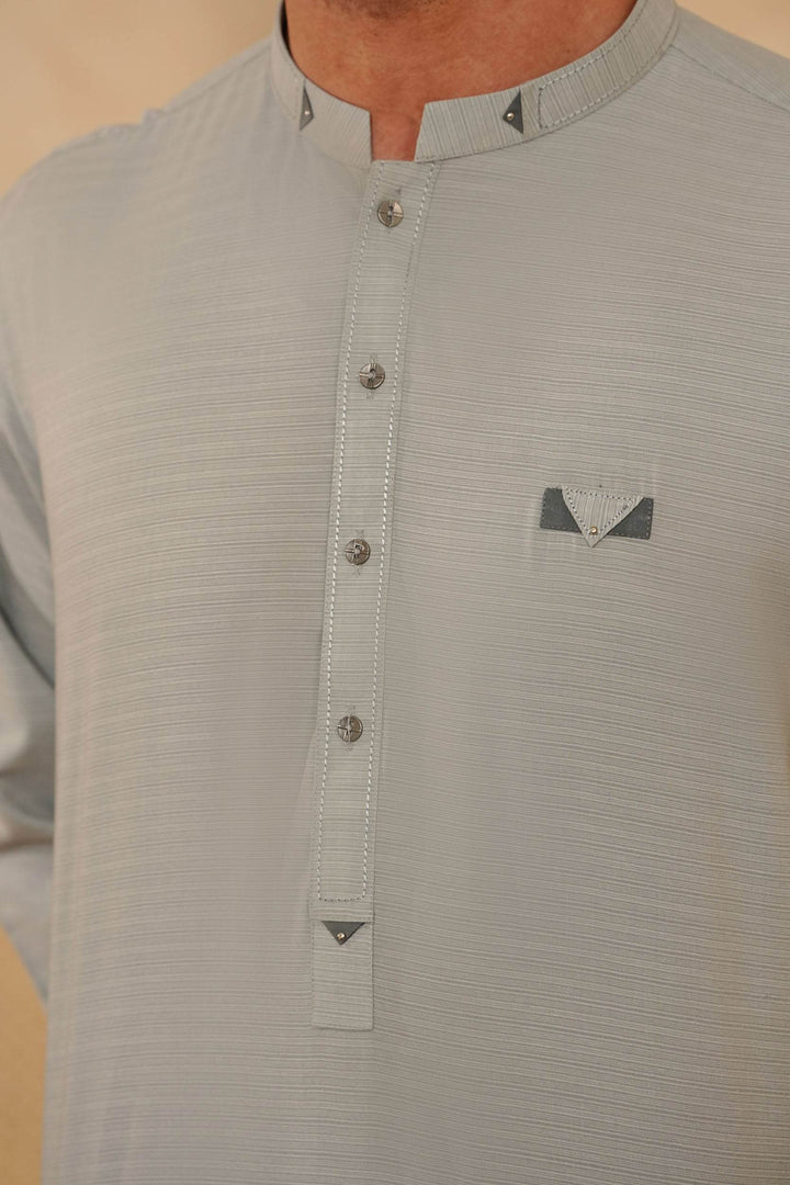 Light Grey Self Kurta Shalwar | KS-177 - Al-Deebaj