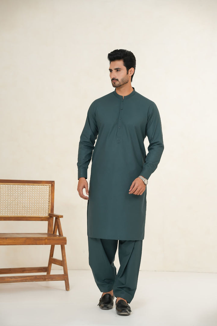 Green Plain Kurta Shalwar | KS-190