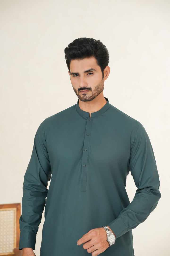 Green Plain Kurta Shalwar | KS-190