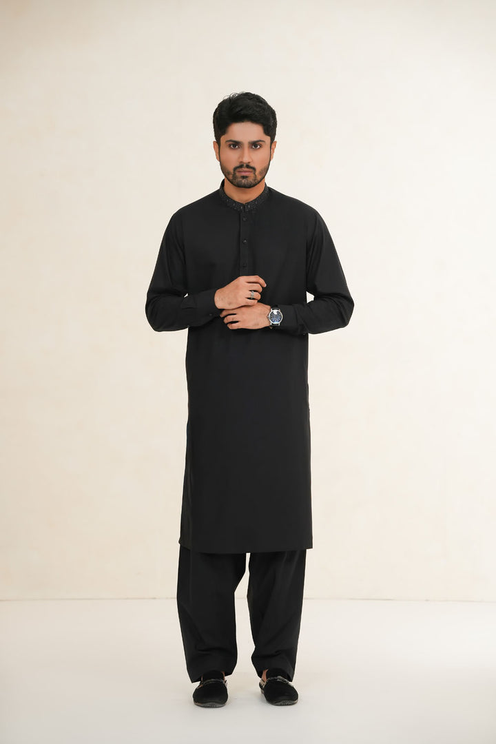 Black Emb Kurta Shalwar | KS-192