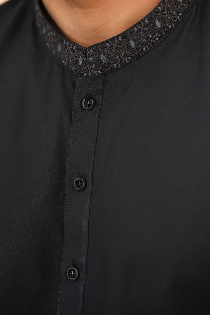 Black Emb Kurta Shalwar | KS-192
