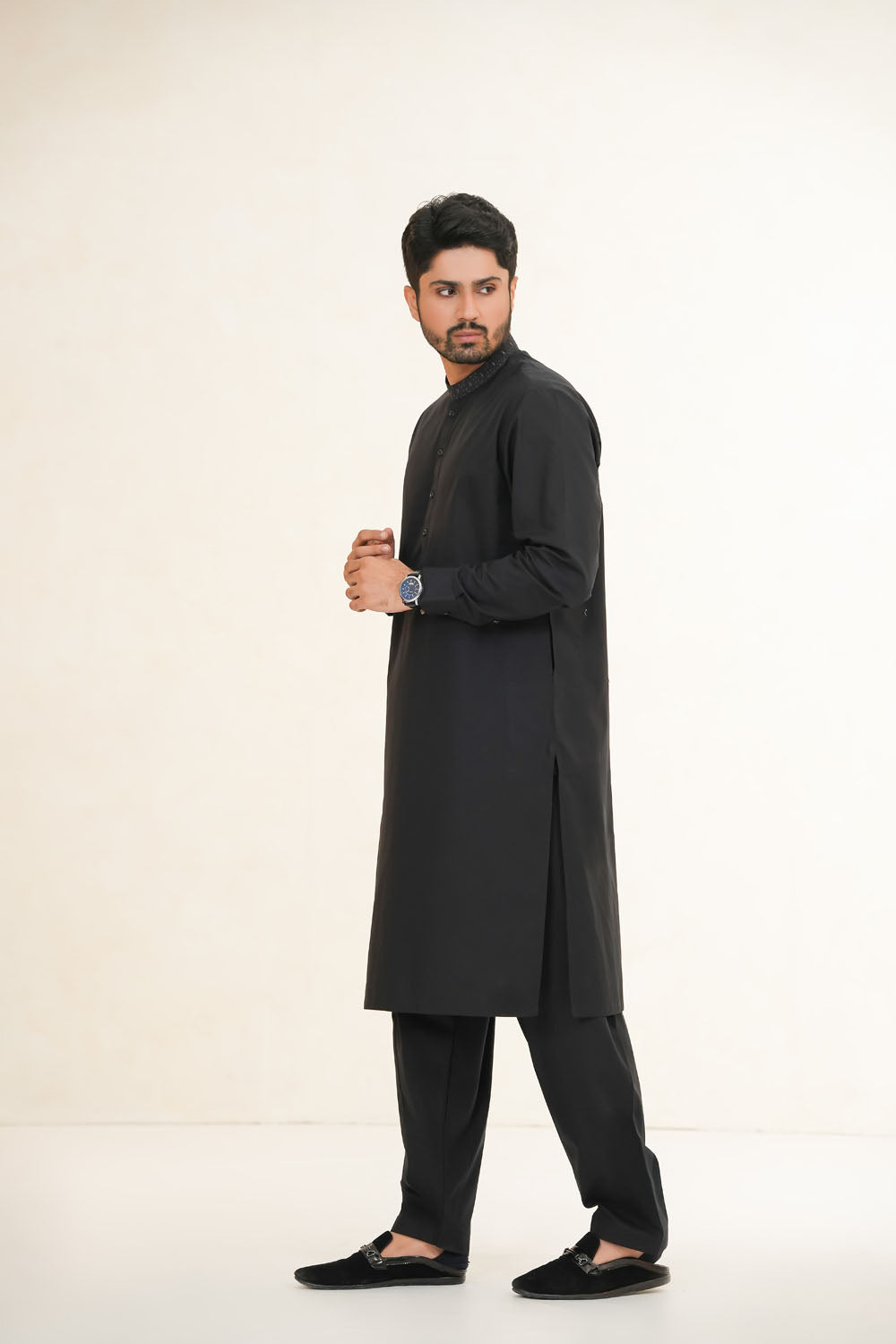 Black Emb Kurta Shalwar | KS-192