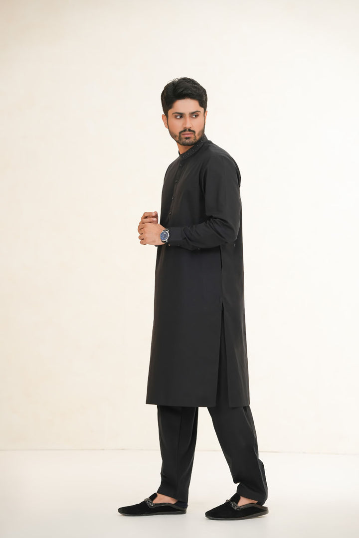 Black Emb Kurta Shalwar | KS-192