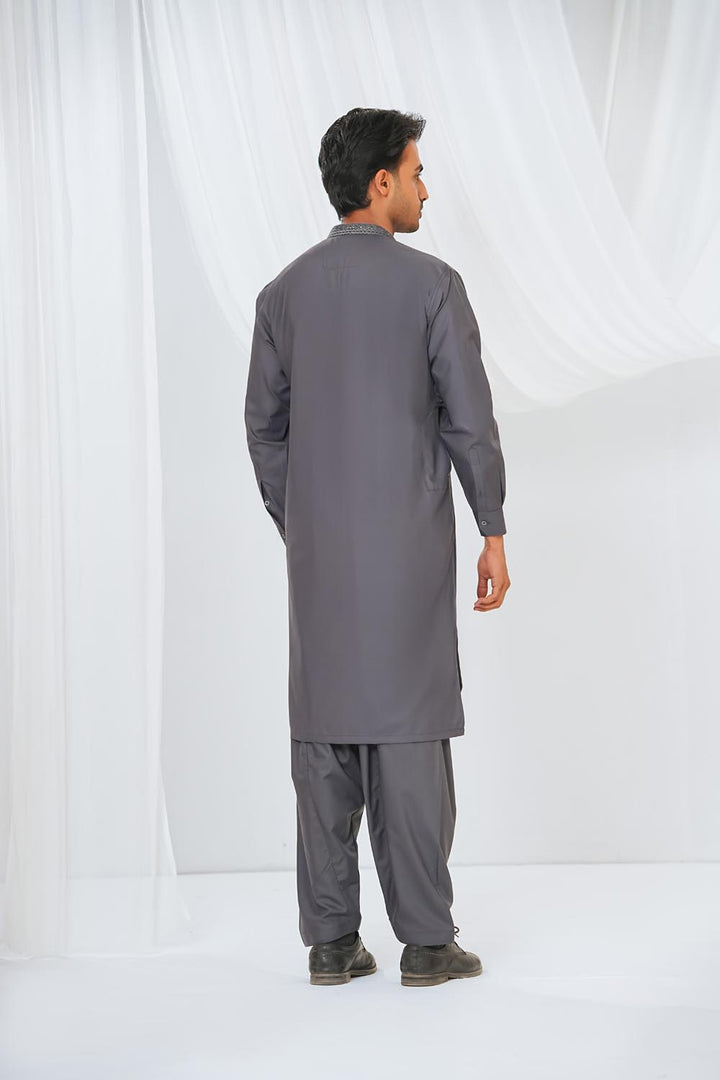 Grey Emb Kurta Shalwar | KS-221