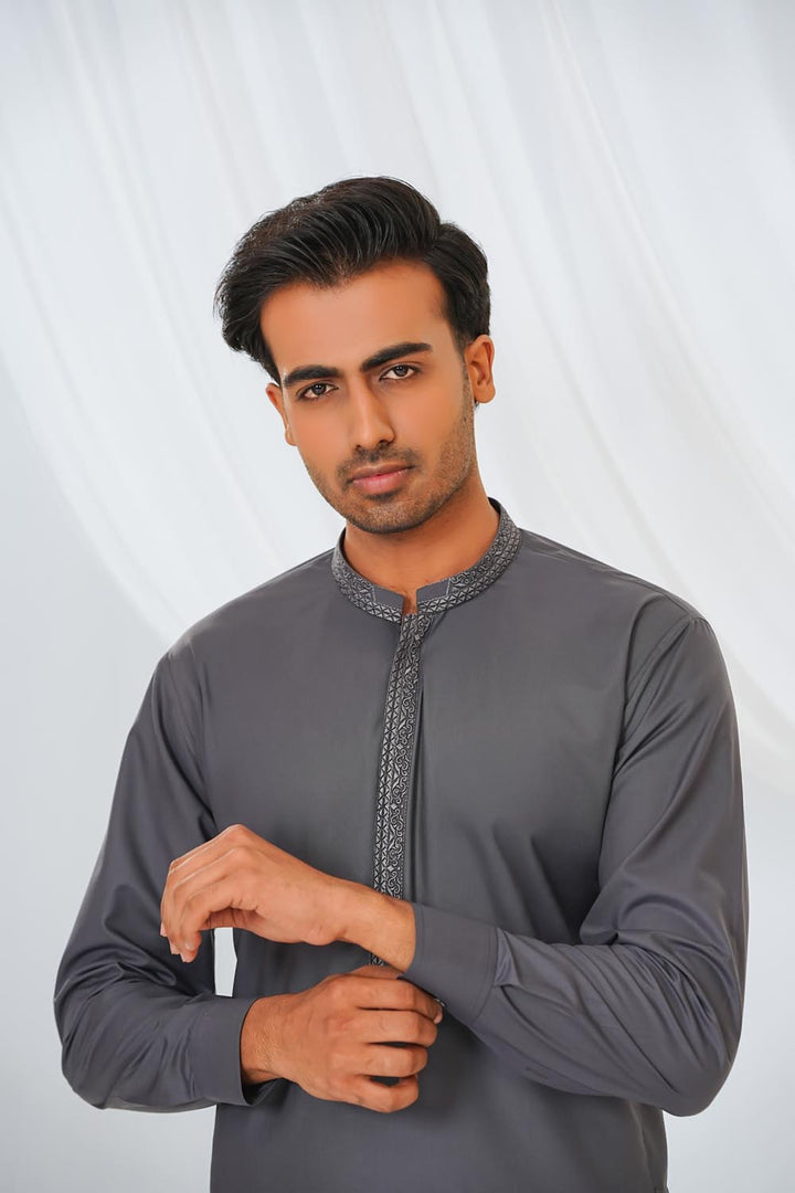 Grey Emb Kurta Shalwar | KS-221