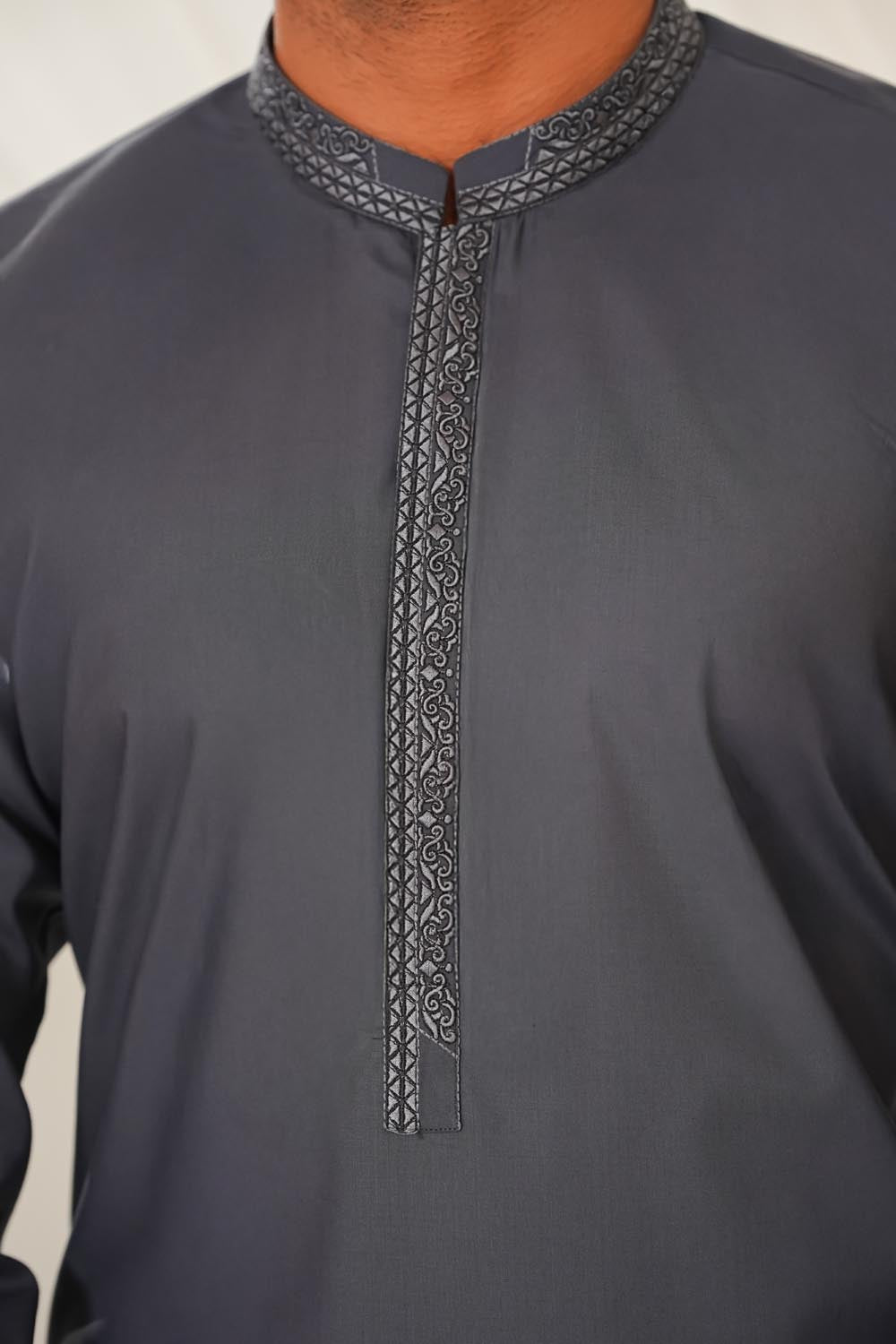 Grey Emb Kurta Shalwar | KS-221