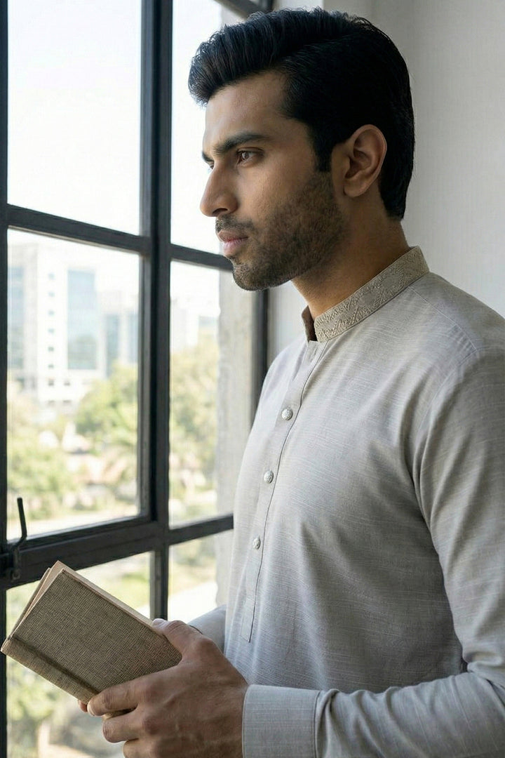 Beige Emb Kurta Shalwar | KS-225