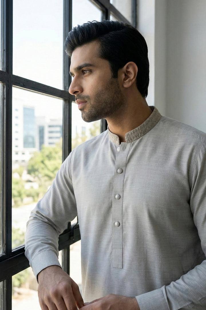 Beige Emb Kurta Shalwar | KS-225