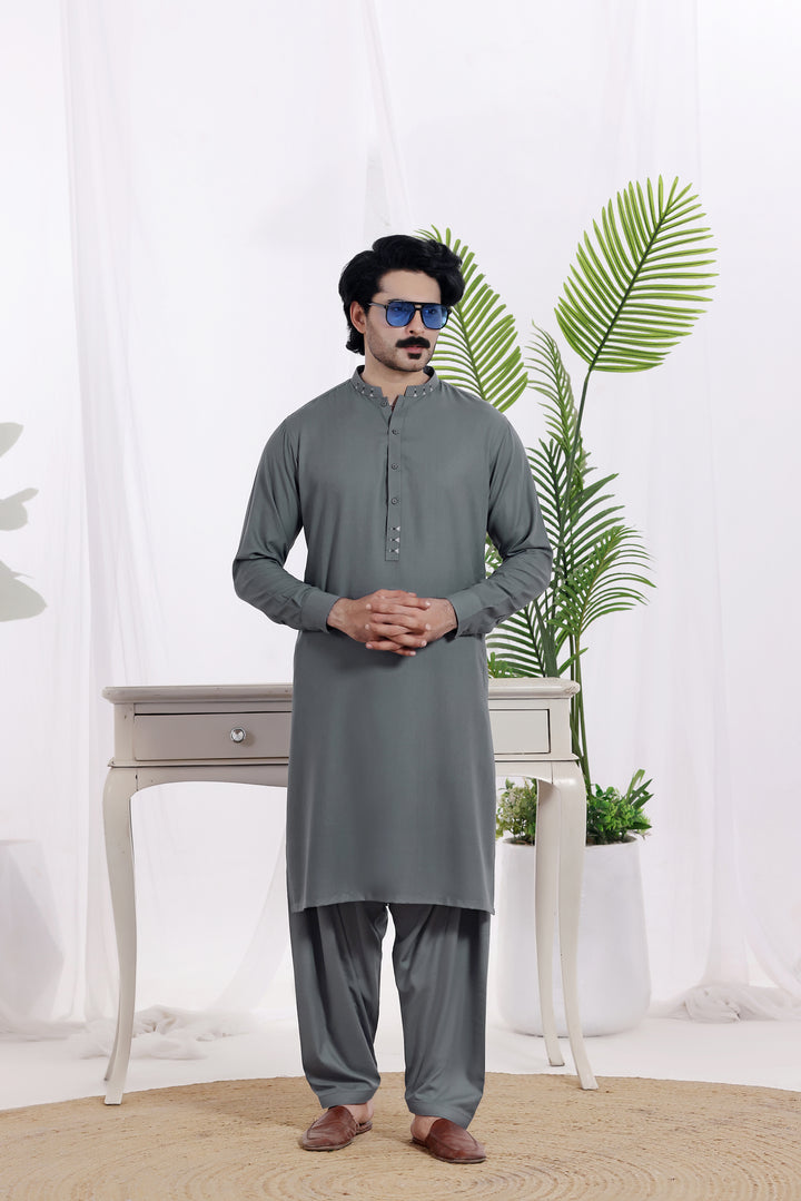 Grey Des Kurta Shalwar | KS-244