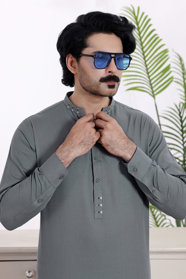 Grey Des Kurta Shalwar | KS-244