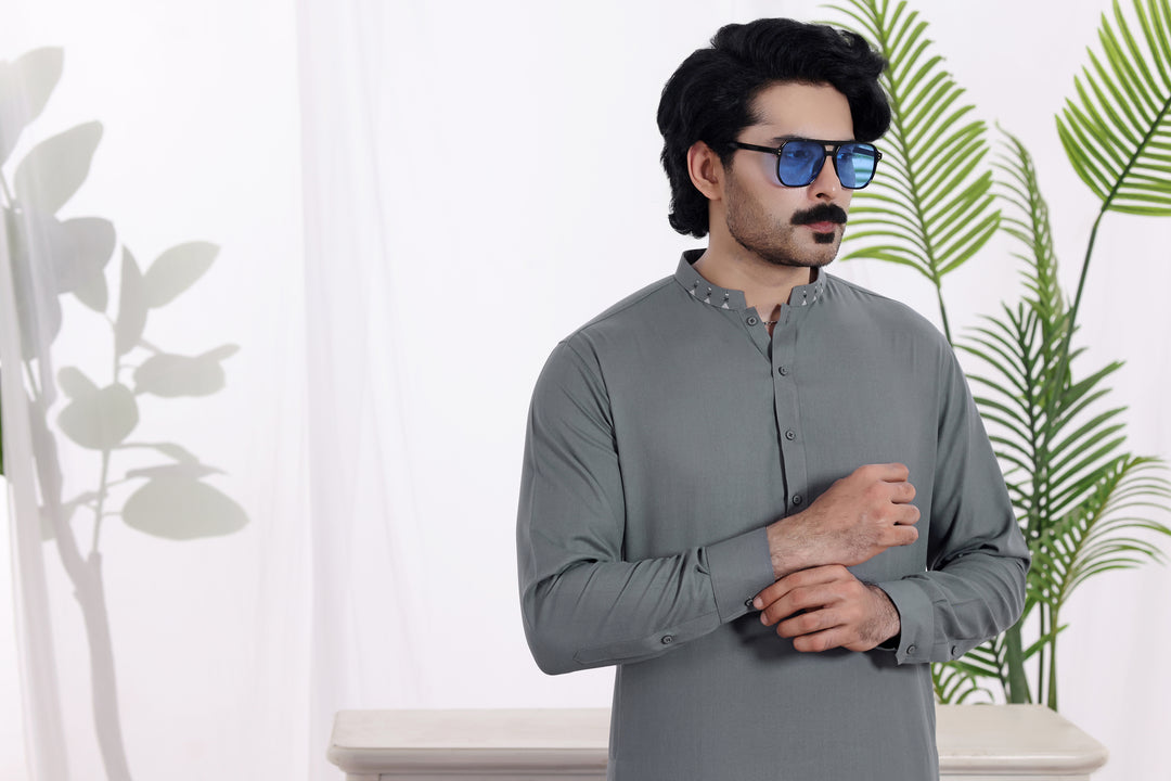 Grey Des Kurta Shalwar | KS-244