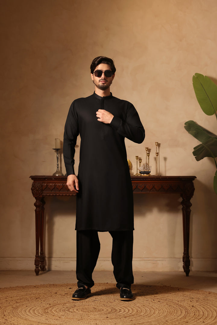 Black Plain Kurta Shalwar | KS-251