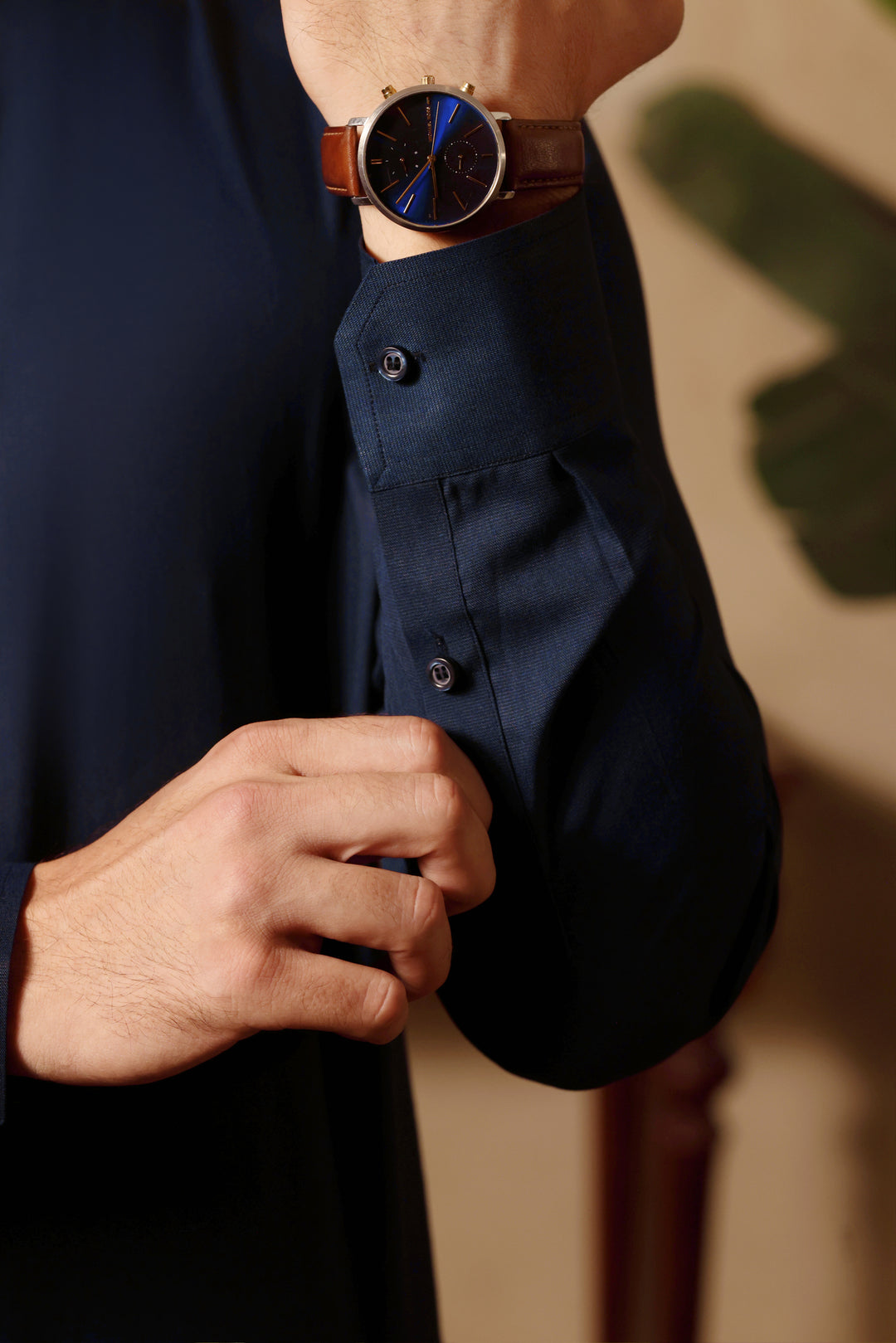 Navy Design Nafees Kurta Shalwar | KS-253